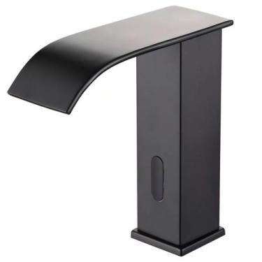 Imagem de Torneira Banheiro Baixa Gold Automática Sensor Luxo Preta Black Inoxid