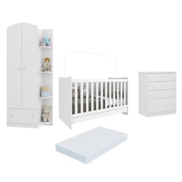 Imagem de Quarto Infantil Completo Berço 4 x1 com Colchão/guarda-roupa/cômoda Multimóveis João e Maria Fg3032 Bco