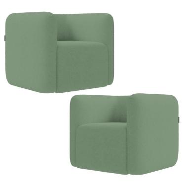 Imagem de Poltrona Para Sala De Estar Decorativa Kit Com 2 Maggie K04 Bouclê Verde - Mpozenato