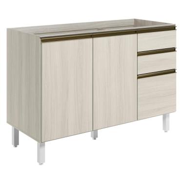 Imagem de Balcao Para Pia 2p 3g 120cm Mdf Kali 16417 Bianco Toq Bianco Toq Nicioli Bianco Toq Bianco Toq