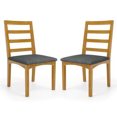 Imagem de Kit Com 2 Cadeira Cecília Encosto E Pés De Madeira Maciça Assento Estofada Para Mesa De...
