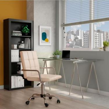 Imagem de Cadeira de Escritório Contabilidade Giratória Fitz Bege - Mobly