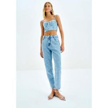 Imagem de Calça Jeans Mom Cintura Alta com Strass-Feminino