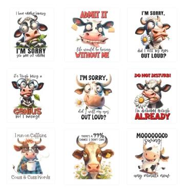 Imagem de Amazingxy 9 Peças De Adesivos Transferência Térmica Com Citações Vacas E Novilhas Para Roupas, Apliques Sublimação, Designs Camisetas Vinil Prensa Térmica, Capas Travesseiro