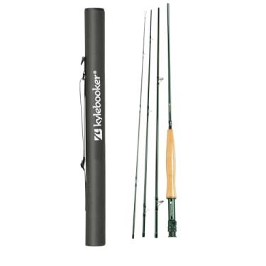Imagem de Kylebooker Vara De Pesca Com Mosca 4 Wt Tubo, Seções, Ação Média-Rápida, Leve, Fibra Carbono Im7 (4Wt 8'0“)