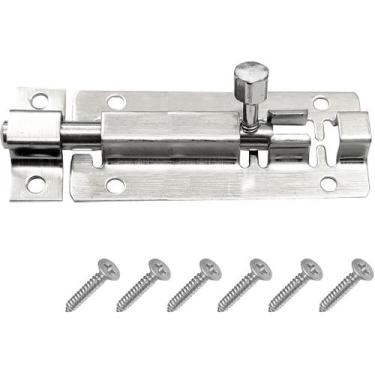 Imagem de 2 Tricos Porta Janelas Tarjeta Ferrolho Redondo Trancar 10cm - HM