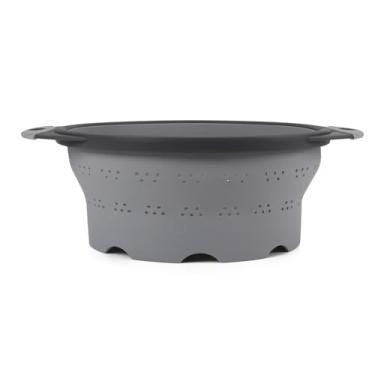 Imagem de Dexas Escorredor de silicone dobrável de 20 cm em cinza frio, coador de cozinha com alças, capacidade de 7,2 xícaras | Ferramenta de cozinha sem BPA, resistente ao calor, economia de espaço
