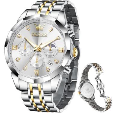 Imagem de OLEVS Relógios masculinos luxuosos, casuais, com mostrador grande, de aço inoxidável, à prova d'água, para negócios, analógico, luminoso, data, relógios masculinos, relógios prateados masculinos 76