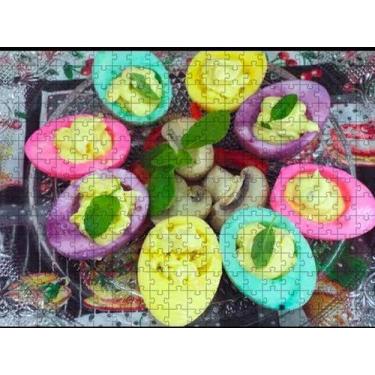 Imagem de Quebra-Cabeça Comida de Boteco Ovos Coloridos de 150 peças em MDF - Co