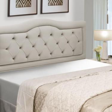 Imagem de Cabeceira Casal Estofada Madeira Eucalipto Belinha Veludo (Bege)