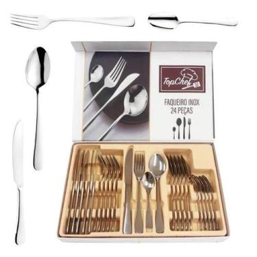 Imagem de Faqueiro de Aço Inox Premium Jogo com 24 Peças Talheres - TOP RIO