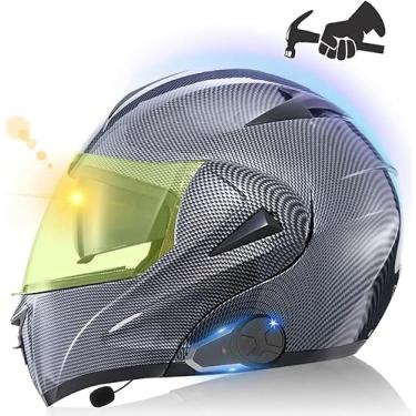 Imagem de Capacetes Bluetooth Para Motocicleta Fone De Ouvido Intercomunicador Certificação Ece Com Ti-fog Hd Dual Sun Visor Estéreo Música Certificação Ece Ti-collision Unissex, B, XS(53~54CM)