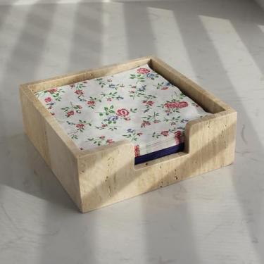 Imagem de Porta-guardanapos quadrado de mármore travertino natural