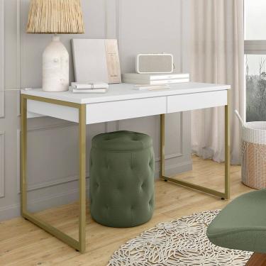 Imagem de Escrivaninha Industrial Vancouver Com 2 Gavetas Dourado/branco - M.a