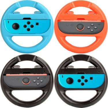 Imagem de Lyvix 4-Pack Steering Wheel for Nintendo Switch 2 Joy-Con, Racing Wheel Accessories Compatible with NS2/NS/OLED for Mario Kart World 2025, Ergonomic Anti-Slip Controllers