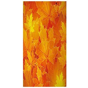 Imagem de Película de privacidade para janela de outono, janela decorativa 3D, decalques de vitrais, adesivo de janela aderente estática não adesivo, L90 x C 190 cm laranja amarelo