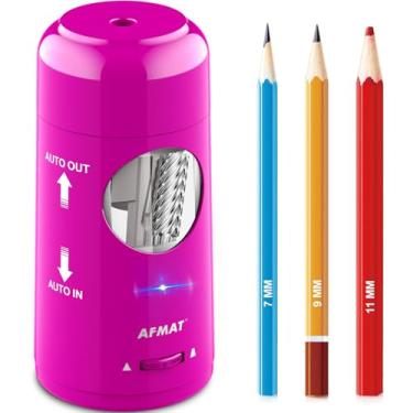 Imagem de AFMAT Apontador de lápis elétrico, recarregável, totalmente automático, para lápis jumbo e coloridos (7-11,5 mm), entrada e saída automática, mãos livres, portátil para casa/sala de aula/escritório