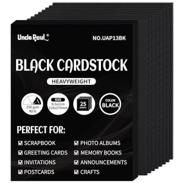 Imagem de Cartolina preta - 21 x 28 cm, 41,7 kg, cartolina, papel pesado, perfeito para álbuns, artesanato, cartões de visita, 25 folhas 250 g UAP13BK