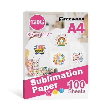Imagem de TECKWRAP Papel de sublimação 20 x 29 cm, 100 folhas, 120 g/m², funciona com impressora de sublimação e tinta de sublimação, papel de transferência de calor para canecas revestidas, copos, camisetas de