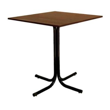 Imagem de Mesa de Jantar Quadrada 70cm Preta Tampo Madeira Imbuia - Lamar Design