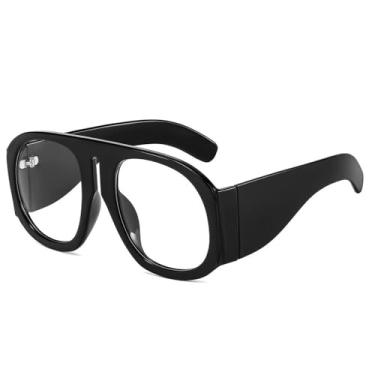 Imagem de Óculos de sol grandes Goggle femininos Steampunk armação grande lente degradê óculos de sol femininos, C9 preto, transparente, tamanho único