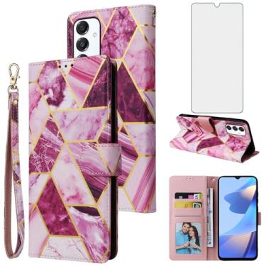 Imagem de Asuwish Capa carteira compatível com Samsung Galaxy A26 5G e protetor de tela de vidro temperado de couro flip suporte suporte acessórios celulares capas de telefone para A 26 26A LTE roxo