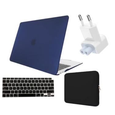 Imagem de Kit Capa Case Macbook AIR 13 A2337 Chip M1 A2179 + Protetor Teclado + Neoprene + Plug Adaptador (Azul Marinho Fosco)