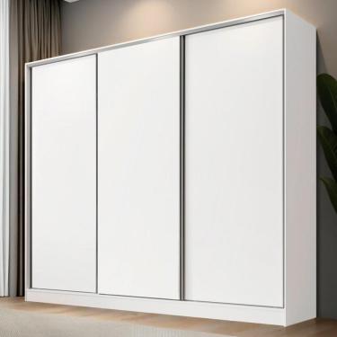 Imagem de Guarda-Roupa Casal 100% MDF Madesa Nantes 3 Portas de Correr Branco