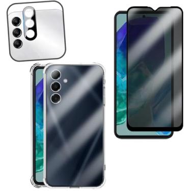 Imagem de Kit de Proteção para Samsung Galaxy M55, Capa Transparente Anti-Impacto + Película de Privacidade 3D + Protetor de Lente da Câmera