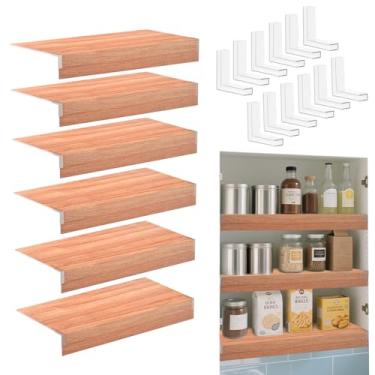 Imagem de 6 capas de prateleira de arame, 60 x 40,6 cm, forros de prateleira de madeira sintética de PVC com espuma de 0,25 polegadas de espessura para despensa, capas de prateleiras duráveis e resistentes à