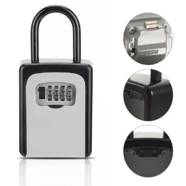 Imagem de Cadeado Porta Chaves Cofre Multiuso Guarda Senha Caixa Segurança Airbnb Parede Portão Fechadura Imobiliária