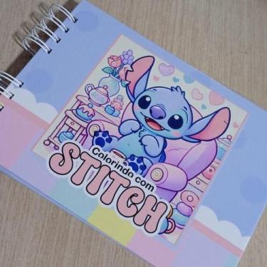 Imagem de Livro De Colorir Stitch Capa Dura Acetato Destacável Papel 150g 50pg -