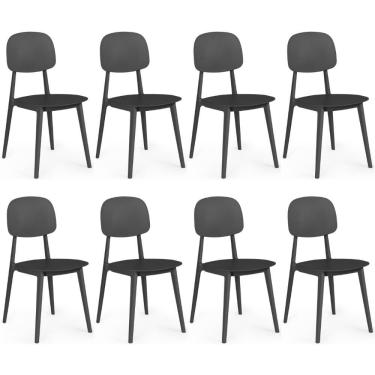 Imagem de Kit 8 Cadeiras Itália Para Sala/cozinha Em Polipropileno - Preto