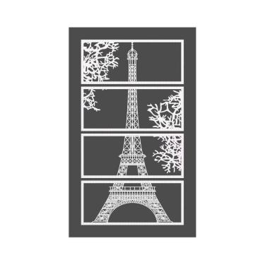 Imagem de Quadro Decorativo Branco Mdf Torre Eiffel 40X20Cm