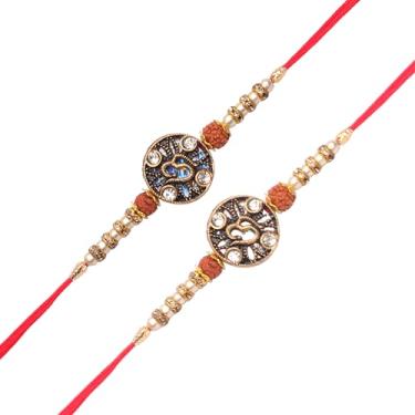 Imagem de Conjunto de 2 pulseiras de fio Rakhi para irmão para Bhai Bhabhi Bhaiya veera Raksha Bandhan Dora Conjunto de pulseiras com pacote de vale-presente Rakhi para irmão irmã indiano tradicional festival