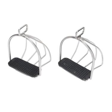 Imagem de Jiawu Estribos de Passeio a Cavalo, Estribo de Gaiola de Aço Inoxidável de 2pcs Com Almofada Não Deslizante para Sela, Acessórios Equestres, Estribo de Sela de Cavalo, Design
