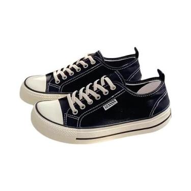 Imagem de Tênis Plataforma Feminino Respirável Casual De Lona Moda Skateboard - 