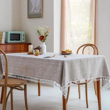 Imagem de KAIJIE Toalha de mesa retangular com padrão jacquard listrado duplo para jantar interno e externo, restaurante, piquenique, pastoral, decoração de mesa 100 x 160 cm, cor café