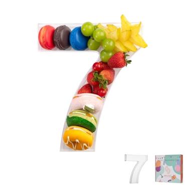 Imagem de Bandeja de charcutaria de acrílico com letras e números de 28 cm – Caixa de alfabeto reutilizável preenchível para doces, lanches, cupcakes – Travessa de servir para aniversário, casamento, festa de