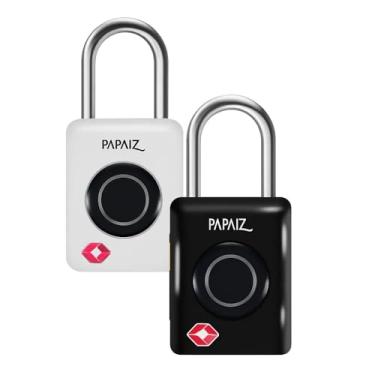 Imagem de Kit 2 Cadeados TSA Digital 35B Branco e Preto com Biometria e Senha Numérica – Leitura Rápida e Alta Segurança para Viagens