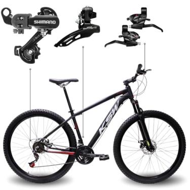 Imagem de Bicicleta Aro 29 KSW 21 Marchas Quadro Alumínio Cabeamento Interno Freio Mecânico Câmbios SH Tourney MTB (Preto Vermelho Branco, 15)