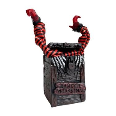 Imagem de Baoblaze Decoração elétrica de Halloween, lâmpada para decoração de jardim, luz vermelha interna e movimento para casa mal-assombrada, gramado externo, feriado, Pernas 14.5x23x37cm