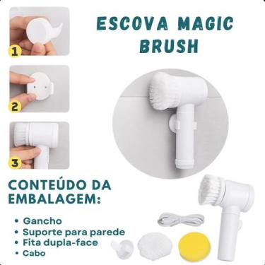 Imagem de Escova Elétrica Porta Detergente Louças Compacta Multifuncional Banhei