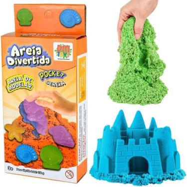 Imagem de Areia Magica Divertida Sensorial 150G Com Moldes Colorido Brinquedo In
