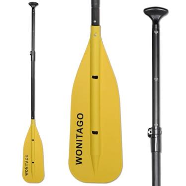 Imagem de WONITAGO Pás de canoa de alumínio com lâminas de PP, pá de canoa ajustável flutuante e remo de barco, 122-152 cm/4-5 pés, amarelo