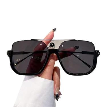 Imagem de Óculos De Sol meia armação metal quadrada lente champanhe pêssego moda Feminina 2025(J Óculos sem estojo)