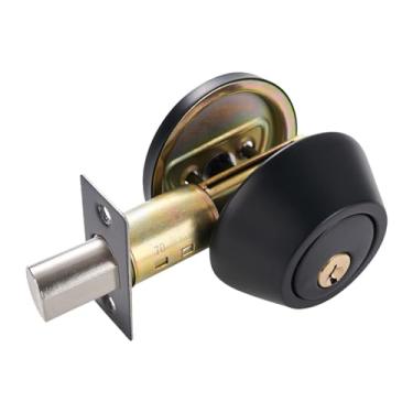 Imagem de predolo Fechadura de porta de segurança com chave, maçaneta de entrada de cilindro único invisível de aço inoxidável para banheiro e garagem, Preto