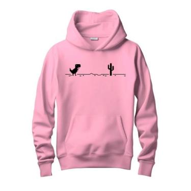 Imagem de Blusa de Frio Moletom Canguru Masculino Dinossauro - NoBrand, Rosa, P
