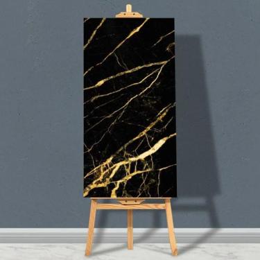Imagem de 30 Placa Adesiva Parede Painel Vinílico Mármore Preto e Dourado New - 