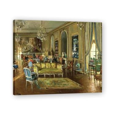 Imagem de Impressão em tela The Salon John Lavery Irish Realist Portrait & War Scenes – Arte de parede vintage para casa emoldurada 30 x 36 cm